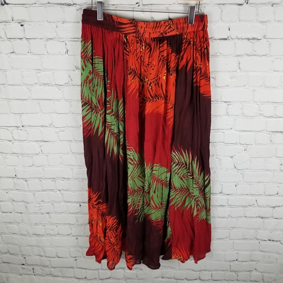 PAPA | leaf print boho flowy maxi skirt - Picture 4 of 7